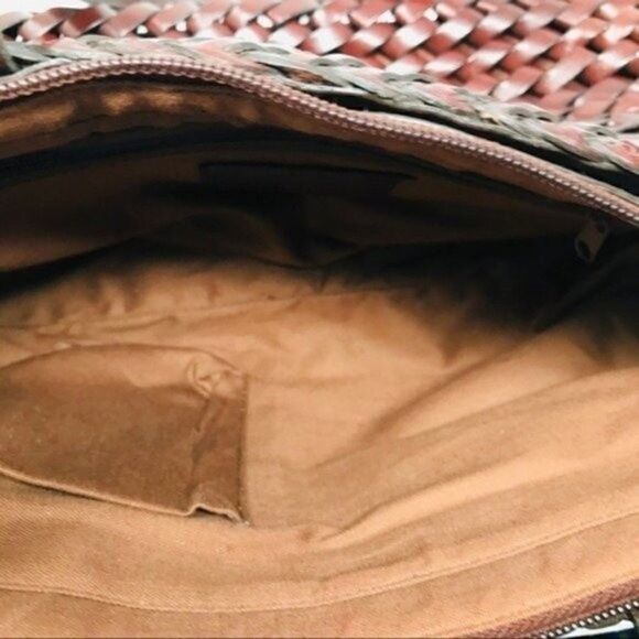 Fossil purse brown brown leather basket weaved large BoxV - Picture 6 of 7